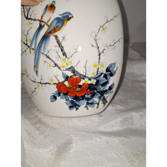 A Jay Fine China Bird Vase Hand Painted Japanese Floral Cottage-Core Home Design - Picture 3 of 13